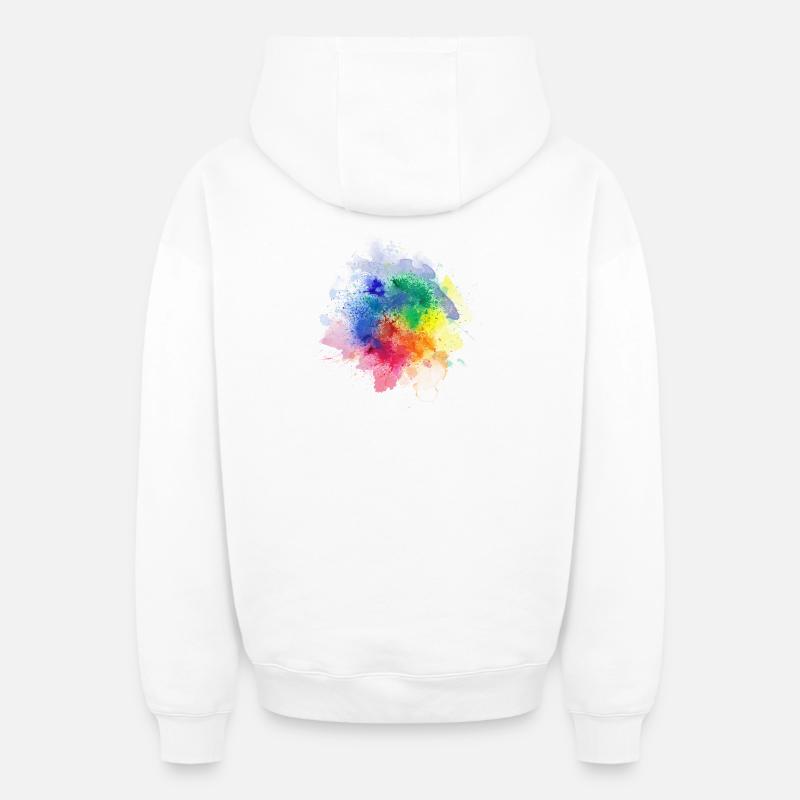 Colour Splash - Sweat à capuche unisexe zippé oversize épais SPREAD - blanc
