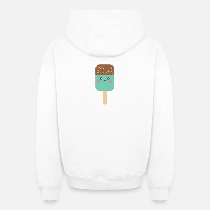 Glace - Sweat à capuche unisexe zippé oversize épais SPREAD - blanc
