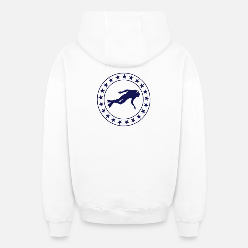 Diving - Sweat à capuche unisexe zippé oversize épais SPREAD - blanc