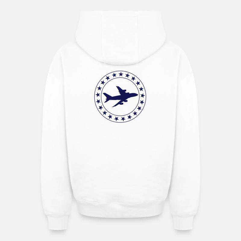 Aviation / Luftfahrt - Sweat à capuche unisexe zippé oversize épais SPREAD - blanc