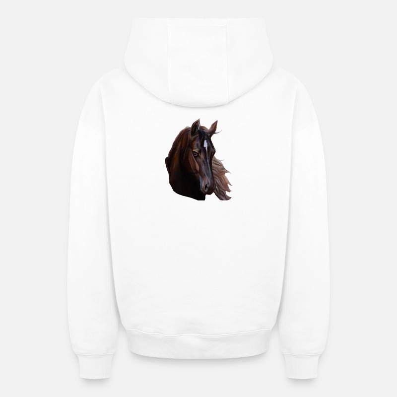 cheval - Sweat à capuche unisexe zippé oversize épais SPREAD - blanc