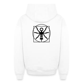 Vitruvian man wine cork screw Leonardo Da Vinci - Oversized Heavyweight Unisex Zip Hoodie - white - Back - AI Model Male 178 light (178cm)