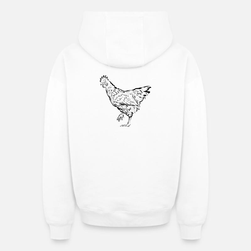 Poules poules - Sweat à capuche unisexe zippé oversize épais SPREAD - blanc