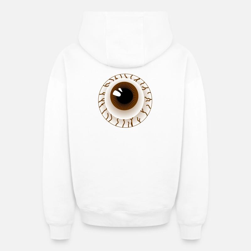 Globe oculaire brun - Sweat à capuche unisexe zippé oversize épais SPREAD - blanc