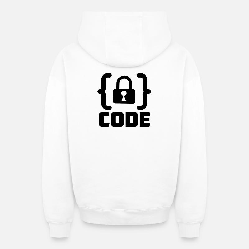 Code with lock programmer - Oversized Heavyweight Unisex Zip Hoodie - white