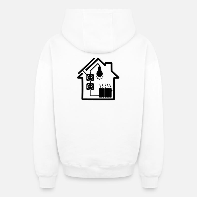 Maison à énergie solaire - Sweat à capuche unisexe zippé oversize épais SPREAD - blanc