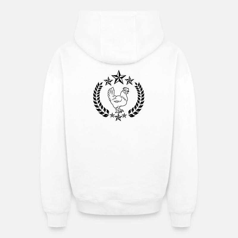 Poulet blanc avec étoiles - Sweat à capuche unisexe zippé oversize épais SPREAD - blanc