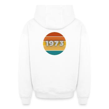 1973, année de naissance, 50 ans - Sweat à capuche unisexe zippé oversize épais SPREAD - blanc - Dos - AI Model Male 178 light (178cm)