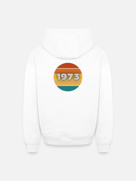 1973, year of birth, 50 years - Oversized Heavyweight Unisex Zip Hoodie - white