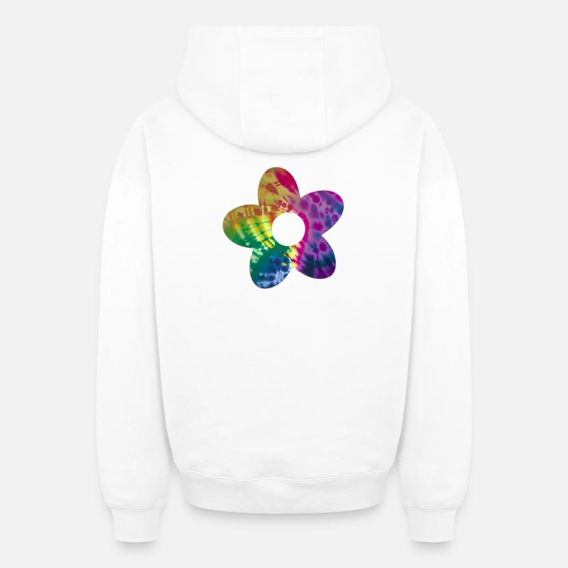 Fleur de Batik - Sweat à capuche unisexe zippé oversize épais SPREAD - blanc
