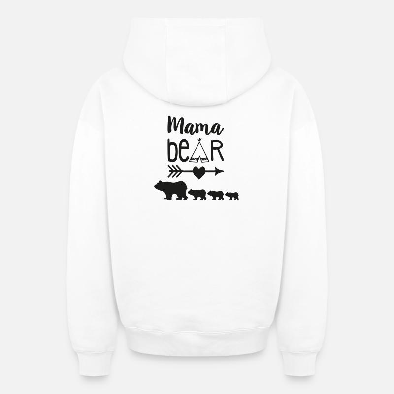Maman Ours - Sweat à capuche unisexe zippé oversize épais SPREAD - blanc