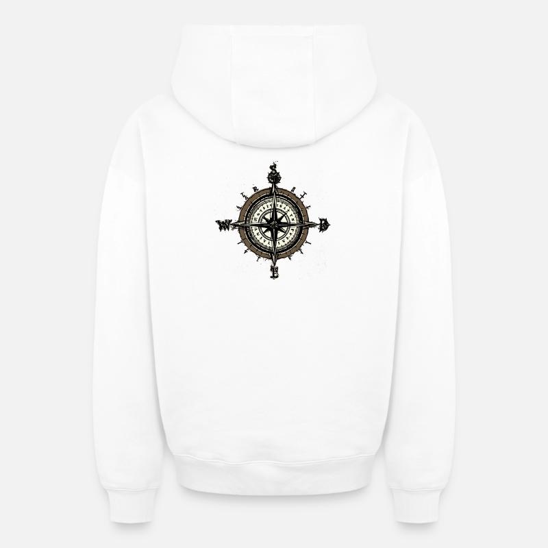 Boussole - Sweat à capuche unisexe zippé oversize épais SPREAD - blanc