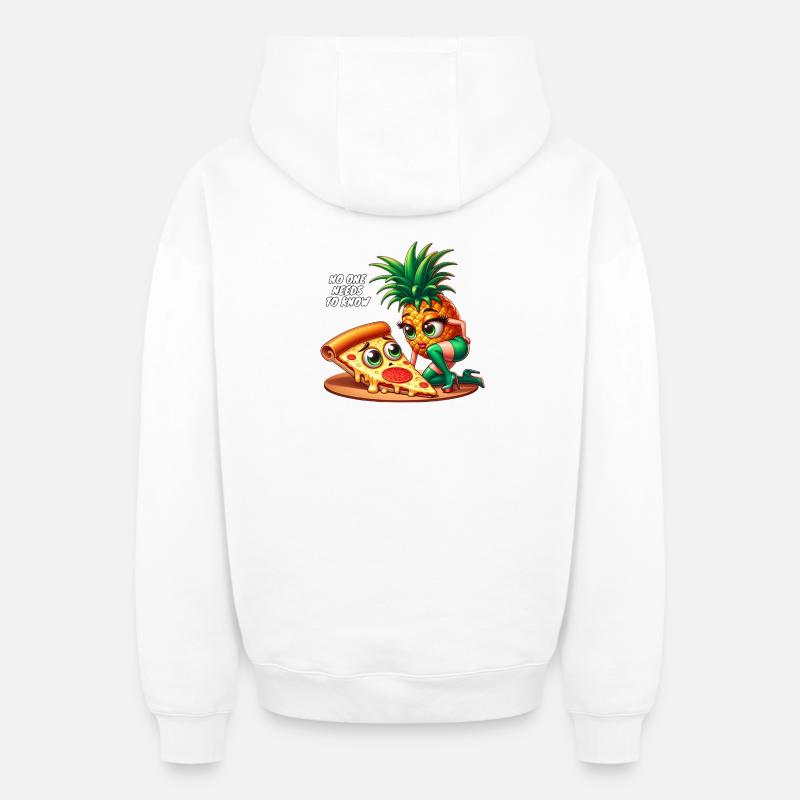 Pizza Hawaï - Sweat à capuche unisexe zippé oversize épais SPREAD - blanc