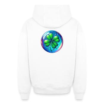 Four-leaf clover - Oversized Heavyweight Unisex Zip Hoodie - white - Back - AI Model Male 178 light (178cm)