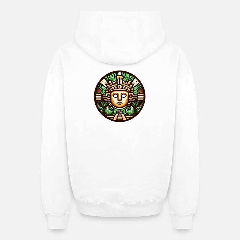 Le monde maya - Sweat à capuche unisexe zippé oversize épais SPREAD - blanc