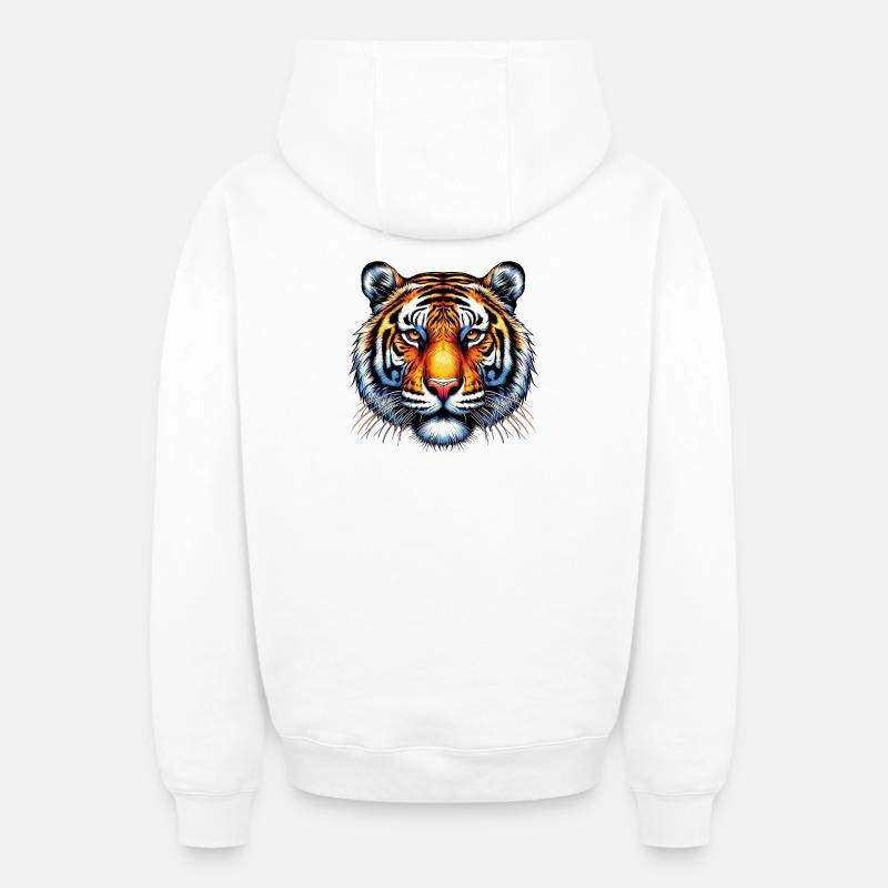 Tigre - Sweat à capuche unisexe zippé oversize épais SPREAD - blanc