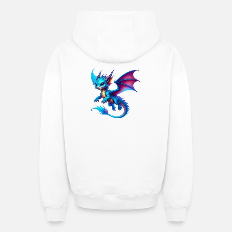 Dragon - Sweat à capuche unisexe zippé oversize épais SPREAD - blanc