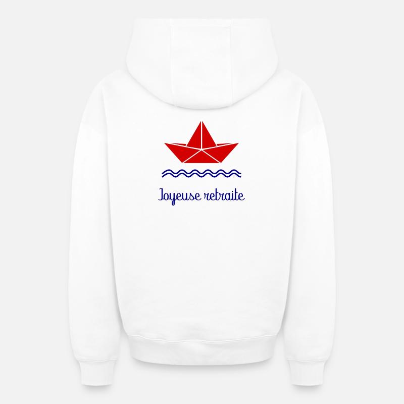 JOYEUSE RETRAITE - Sweat à capuche unisexe zippé oversize épais SPREAD - blanc