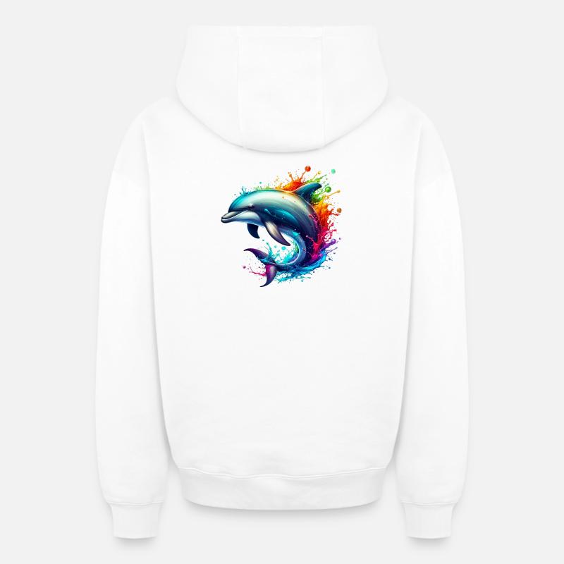 Dauphin - Sweat à capuche unisexe zippé oversize épais SPREAD - blanc
