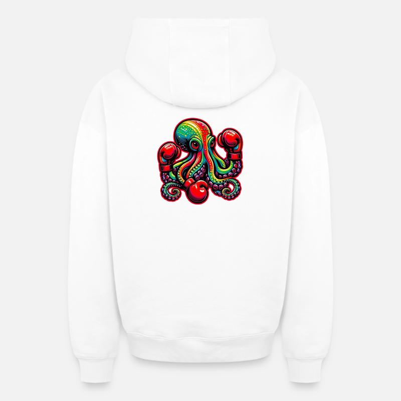 Pieuvre - Sweat à capuche unisexe zippé oversize épais SPREAD - blanc
