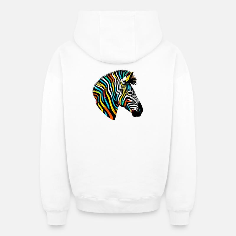 Zèbre - Sweat à capuche unisexe zippé oversize épais SPREAD - blanc