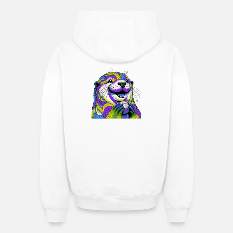 Loutre - Sweat à capuche unisexe zippé oversize épais SPREAD - blanc