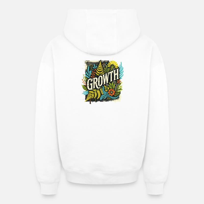 Croissance - Sweat à capuche unisexe zippé oversize épais SPREAD - blanc
