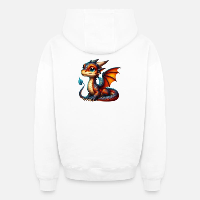 Dragon - Sweat à capuche unisexe zippé oversize épais SPREAD - blanc
