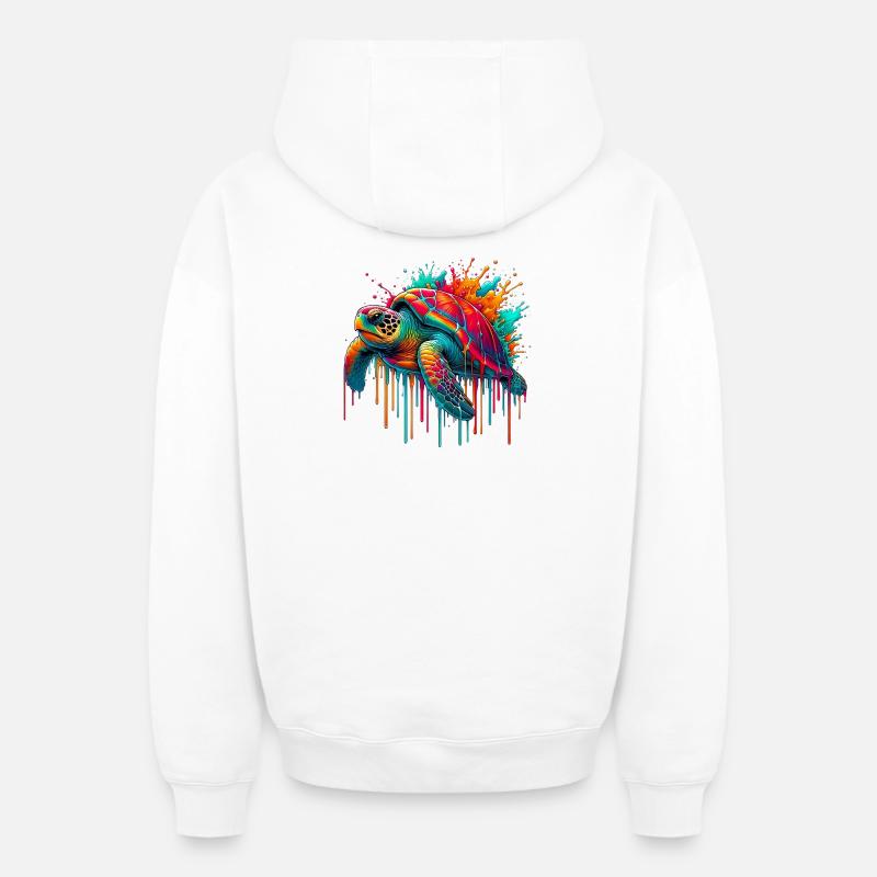Tortue - Sweat à capuche unisexe zippé oversize épais SPREAD - blanc
