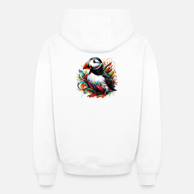 Macareux - Sweat à capuche unisexe zippé oversize épais SPREAD - blanc