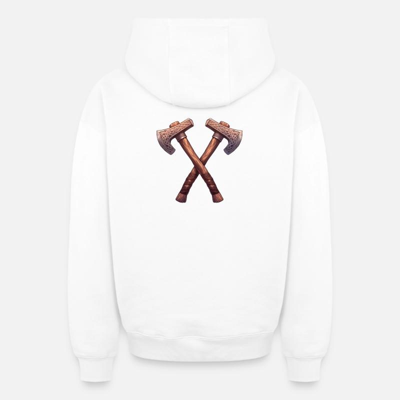 Haches Viking - Sweat à capuche unisexe zippé oversize épais SPREAD - blanc