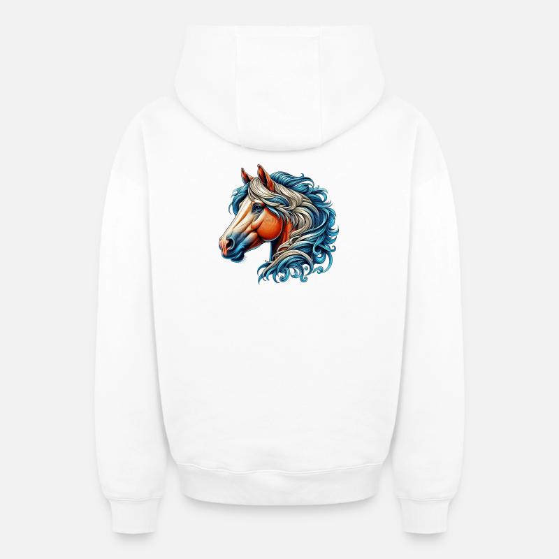Cheval - Sweat à capuche unisexe zippé oversize épais SPREAD - blanc