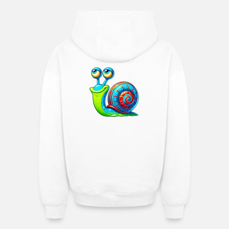 Escargot - Sweat à capuche unisexe zippé oversize épais SPREAD - blanc