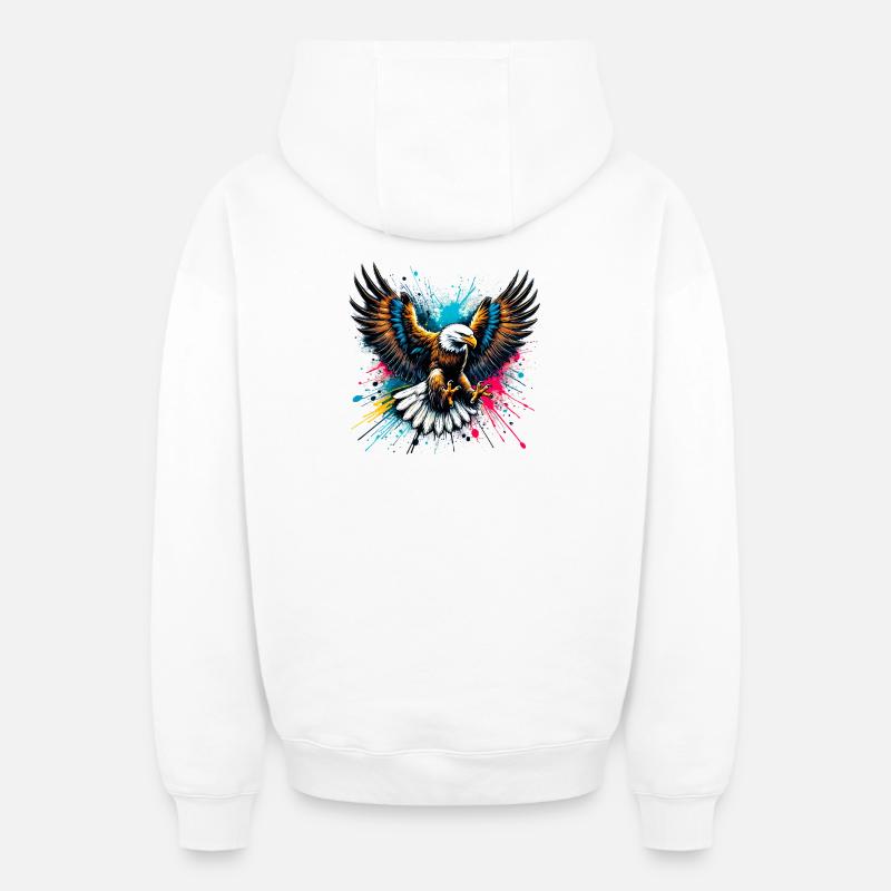 Aigle - Sweat à capuche unisexe zippé oversize épais SPREAD - blanc