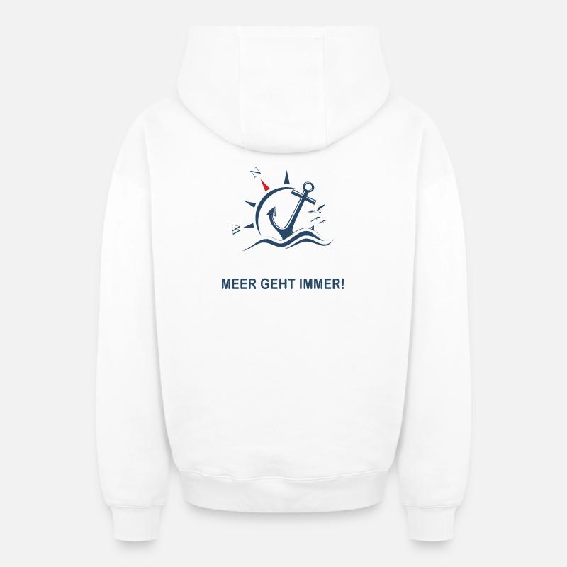 La mer fonctionne toujours - Sweat à capuche unisexe zippé oversize épais SPREAD - blanc