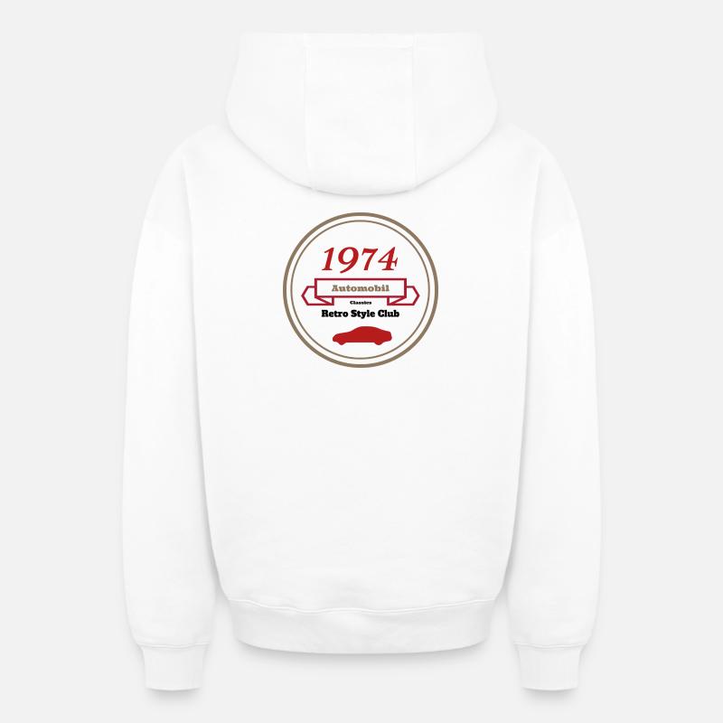 Design rétro Motor Club 1 - Sweat à capuche unisexe zippé oversize épais SPREAD - blanc