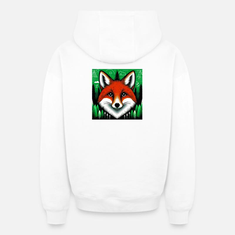 Fuchs - Oversized Heavyweight Unisex Zip Hoodie - Weiß