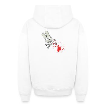 Squelette de crâne avec éclaboussures de sang - Sweat à capuche unisexe zippé oversize épais SPREAD - blanc - Dos - AI Model Male 178 light (178cm)