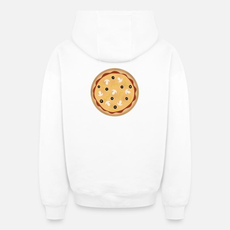 pizza - Sweat à capuche unisexe zippé oversize épais SPREAD - blanc