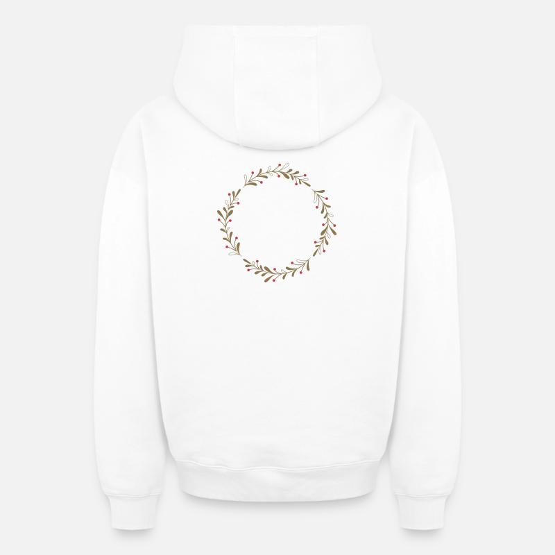 Couronne d’hiver aux baies rouges - Sweat à capuche unisexe zippé oversize épais SPREAD - blanc