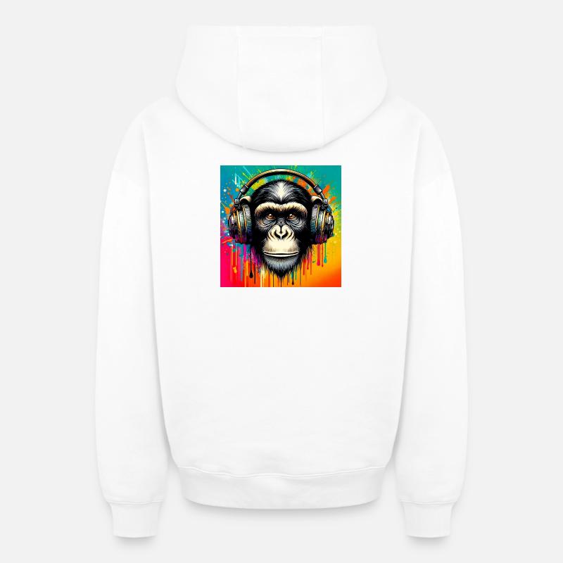 Schimpansen-Affe - Oversized Heavyweight Unisex Zip Hoodie - Weiß