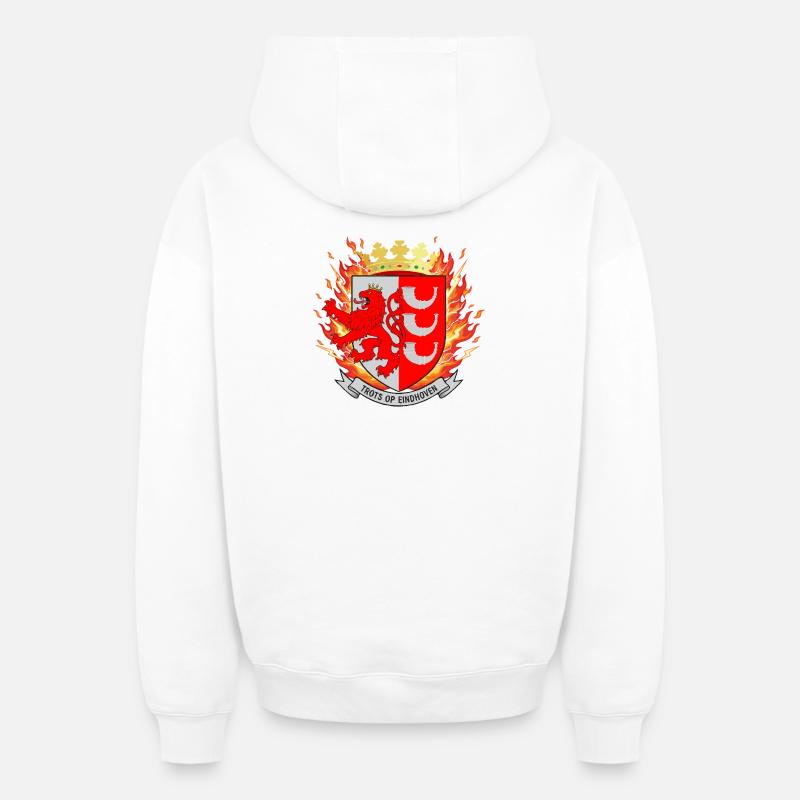 Fier de l’emblème d’Eindhoven - Sweat à capuche unisexe zippé oversize épais SPREAD - blanc