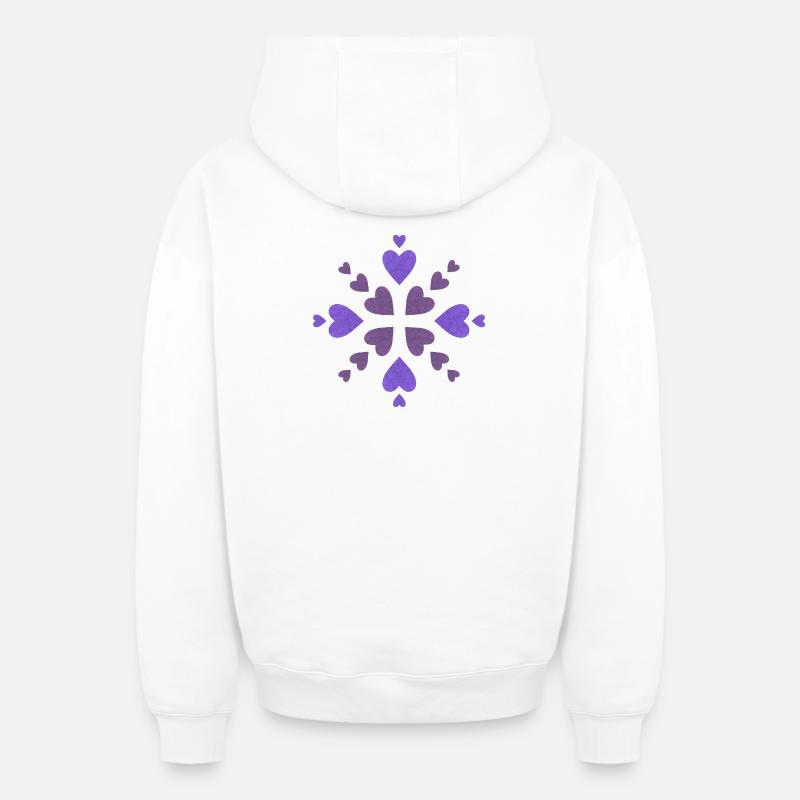 Cœurs violets en spirale - Sweat à capuche unisexe zippé oversize épais SPREAD - blanc