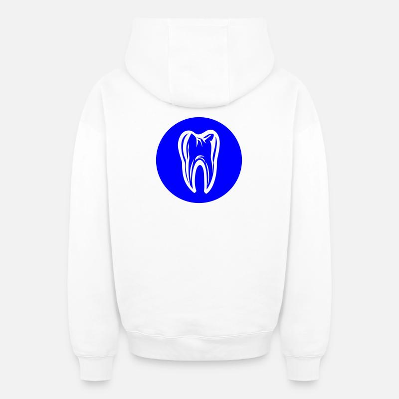 Icône de dentiste dentaire dentaire - Sweat à capuche unisexe zippé oversize épais SPREAD - blanc