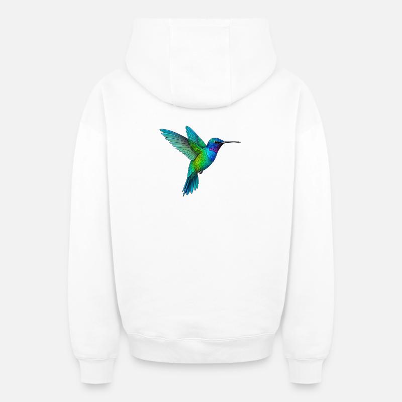 Vol du colibri arc-en-ciel - Sweat à capuche unisexe zippé oversize épais SPREAD - blanc