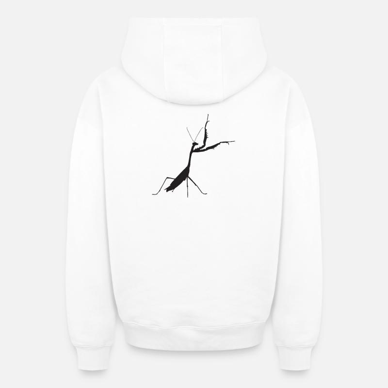 Mante religieuse noire - Sweat à capuche unisexe zippé oversize épais SPREAD - blanc