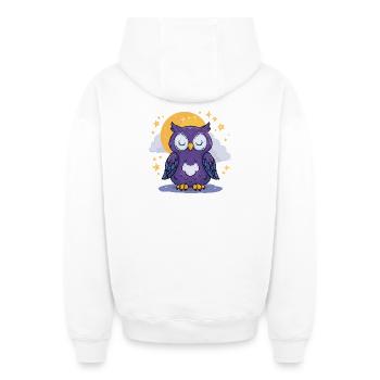 Mondnacht Eule - Oversized Heavyweight Unisex Zip Hoodie - Weiß - Hinten - AI Model Male 178 light (178cm)