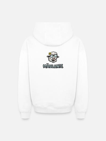 Mählanie Funny Sheep Doodle Name Melanie - Oversized Heavyweight Unisex Zip Hoodie - white