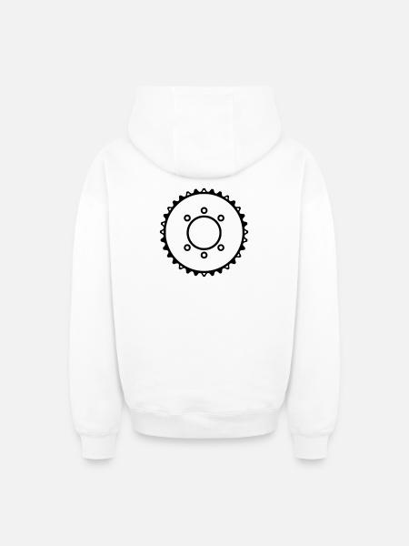 Chainring Sprocket Drive - Oversized Heavyweight Unisex Zip Hoodie - white