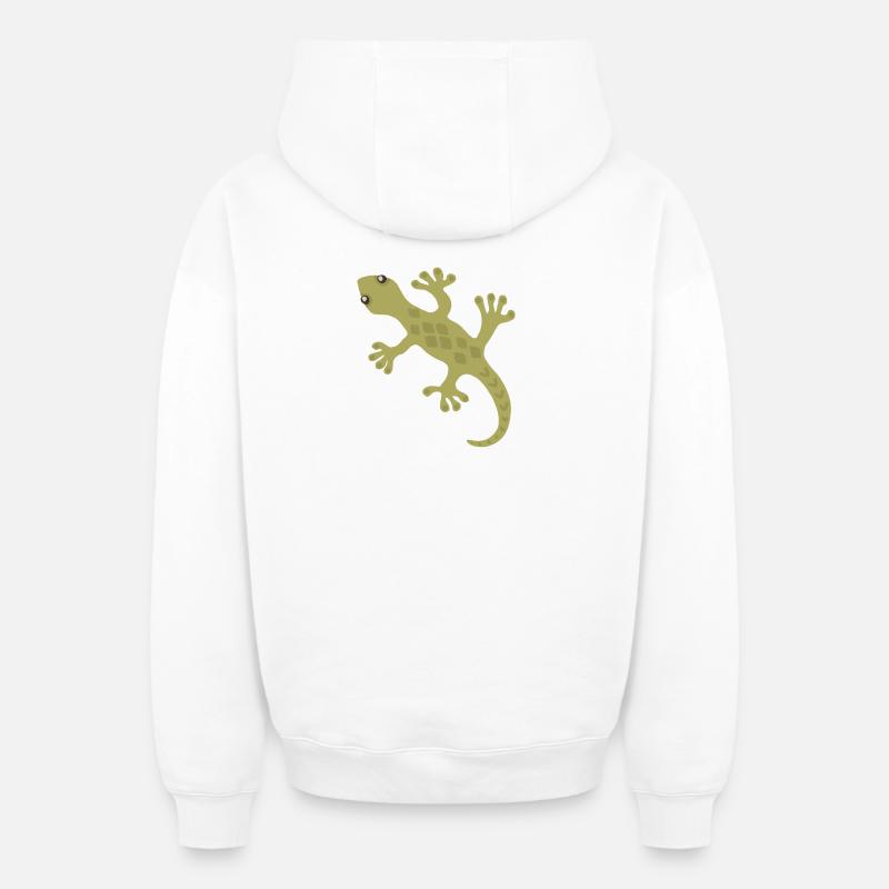 Motif de silhouette Gecko lime - Sweat à capuche unisexe zippé oversize épais SPREAD - blanc